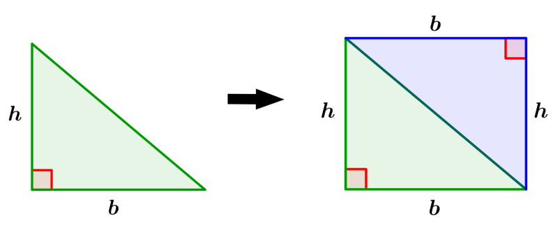 diagram of a right triangle and a rectangle