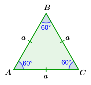 diagram of an equilateral triangle with angles
