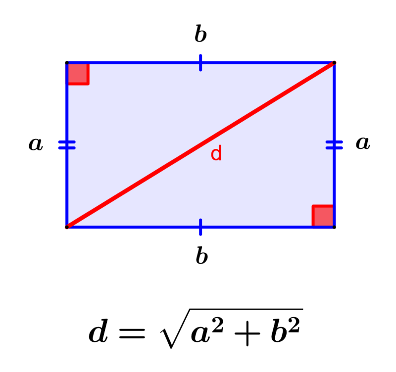 formula of the diagonal of a rectangle