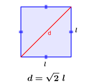 formula of the diagonal of a square