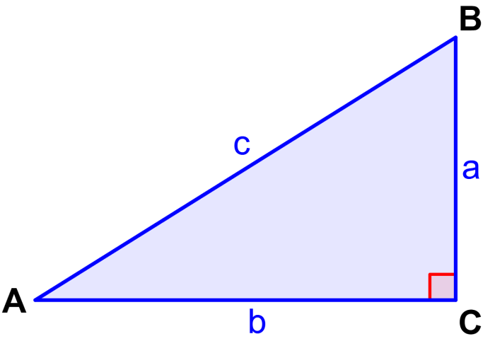 diagram of a right triangle with sides