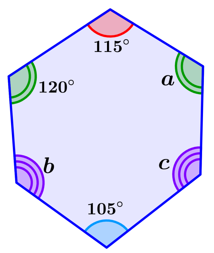 example 4 of interior angles of a hexagon