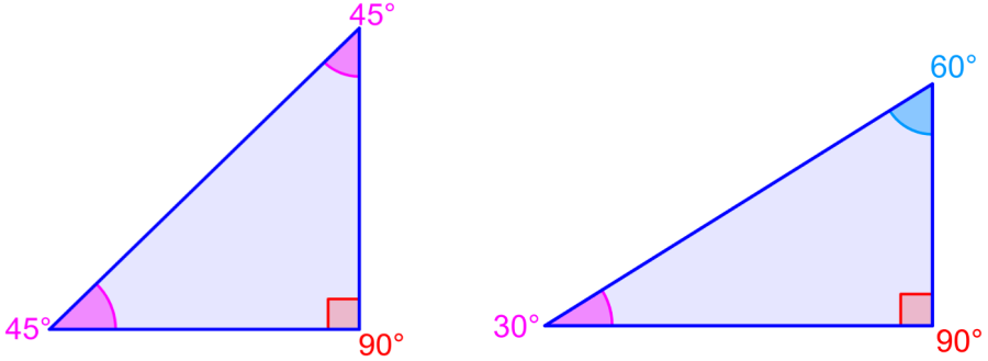 triangle 45-45-90 and triangle 30-60-90