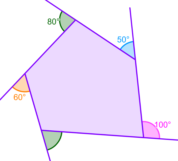 example 1 of exterior angles in a pentagon