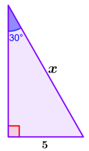 example 1 of special triangle 30°-60°-90°