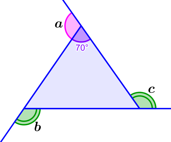 example 2 of exterior angles in a triangle isosceles