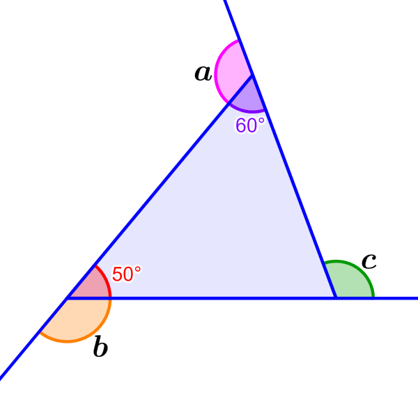 example 2 of exterior angles in a triangle scalene