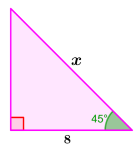 example 2 of special triangle 45°-45°-90°