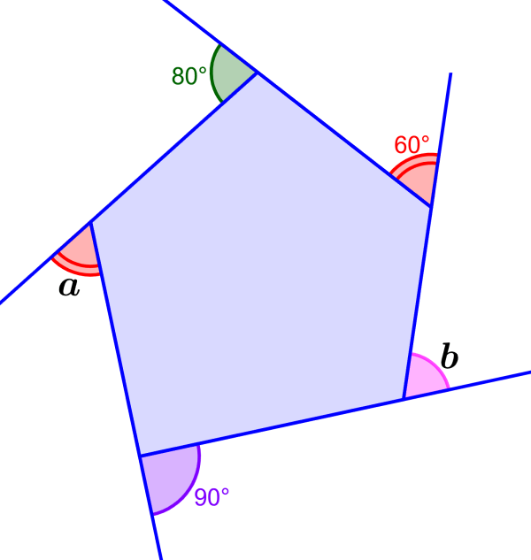 example 3 of exterior angles in a pentagon