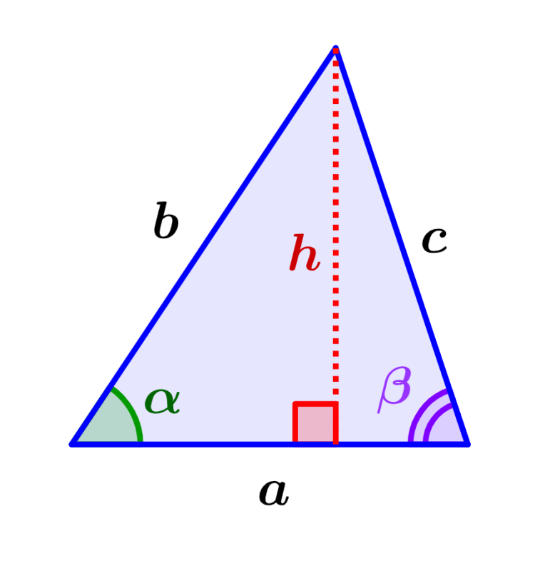 height of a scalene triangle with angles