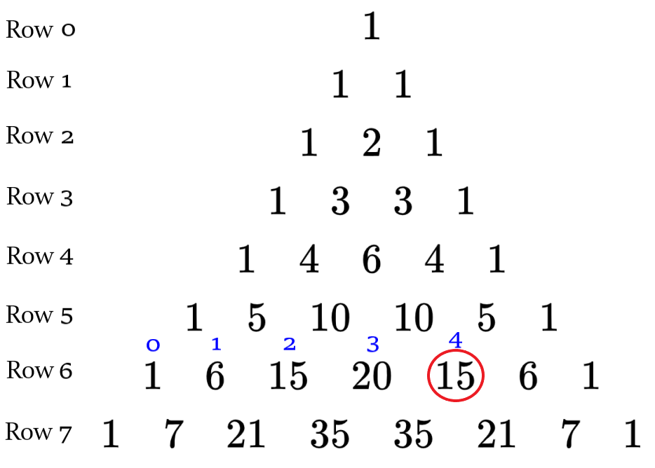 pascals triangle in combinations