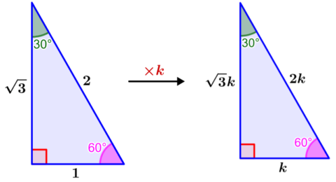 triangle 30°-60°-90°-with proportions of sides general