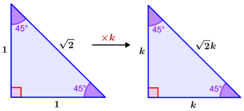 triangle-45°-45°-90°-with proportions of sides general