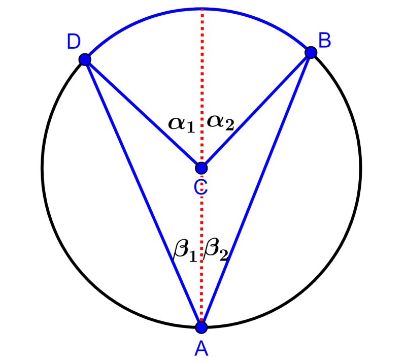 diagram to prove the second case of inscribed angles