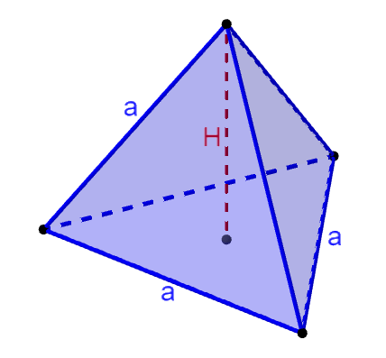 Diagram of a tetrahedron with sides and height