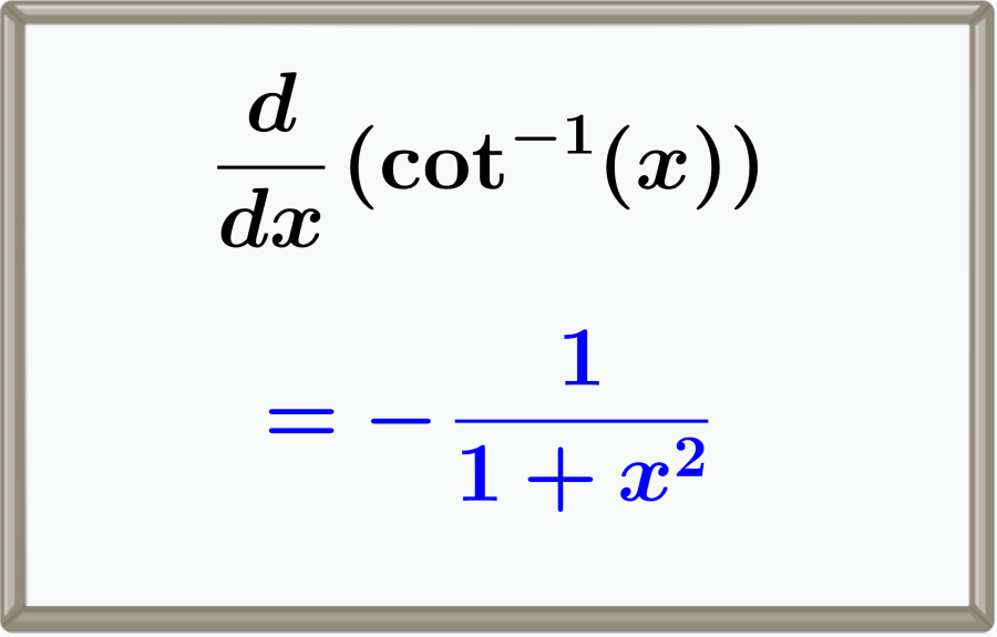 Derivative of arccot (Inverse Cotangent) With Proof and Graphs