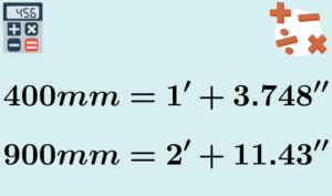 Millimeters to feet+inches calculator