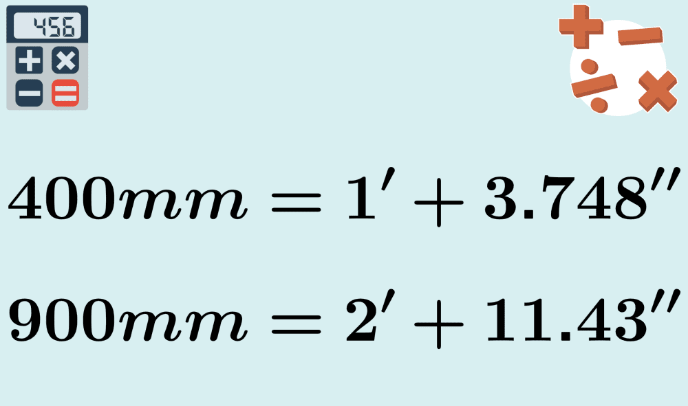 🖩 Millimeters to Feet+Inches Calculator (mm → ft+in)
