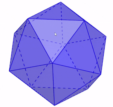 Faces of an icosahedron