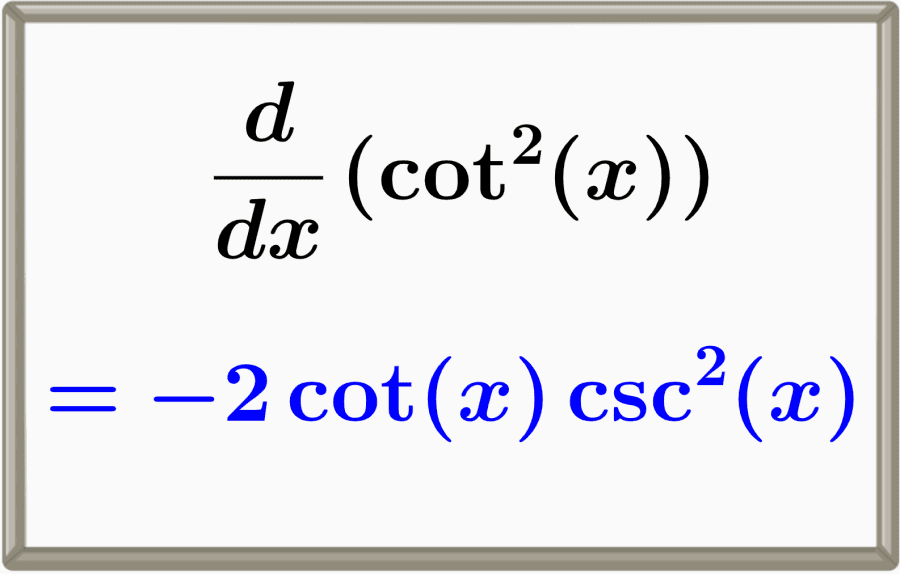 Derivative of Cotangent Squared, cot^2(x) with Proof and Graphs