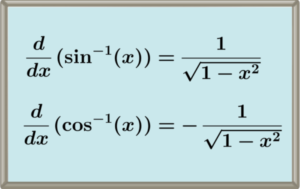 Formulas for the derivatives of inverse sine and cosine