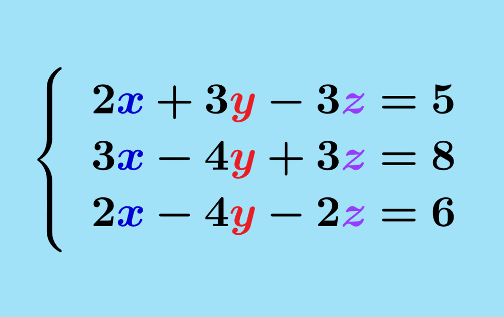 Systems of Equations 3×3 – Examples with Answers